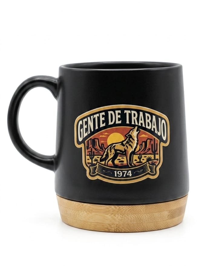 Taza Negra- Gente de trabajo base bambú