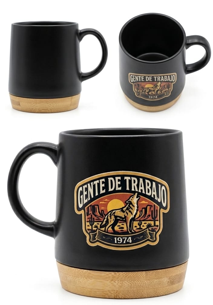 Taza Negra- Gente de trabajo base bambú